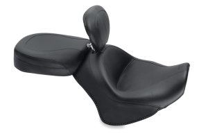 Yamaha Stryker Two-Piece Motorcycle Seat - Mustang Motorcycle - Standard Touring w/Driver Backrest - Black - `11-`17
